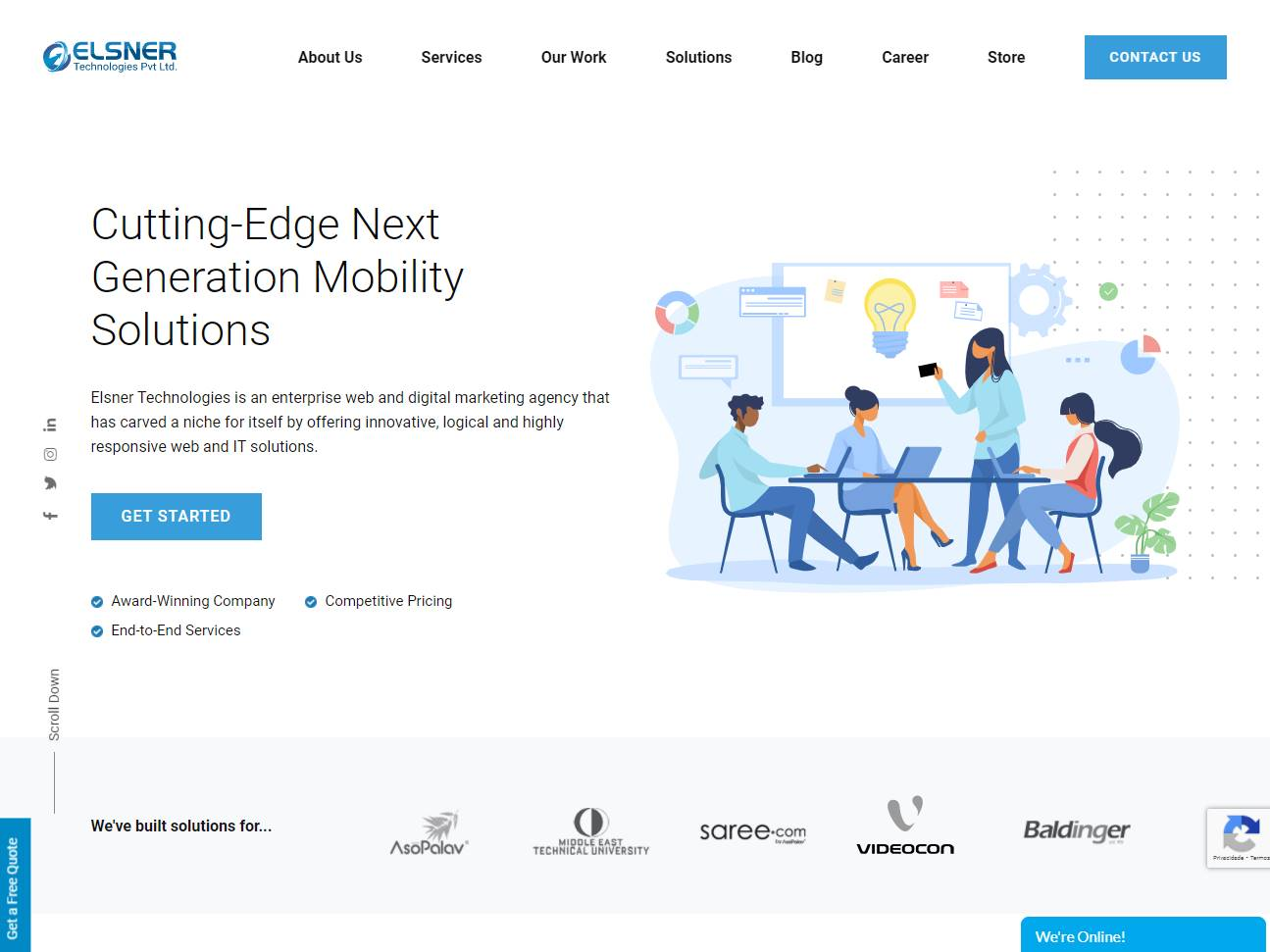 Screenshot of the Elsner Technologies website