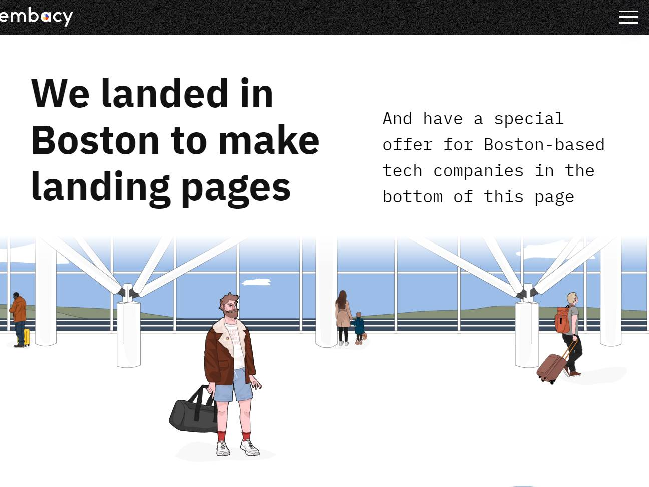 Screenshot of the Embacy x Boston website