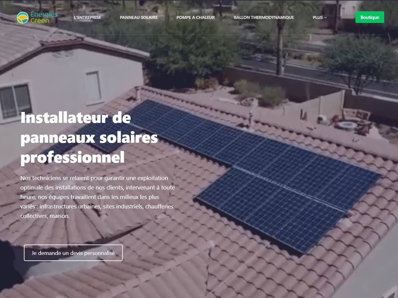 Screenshot of the Energies Green website