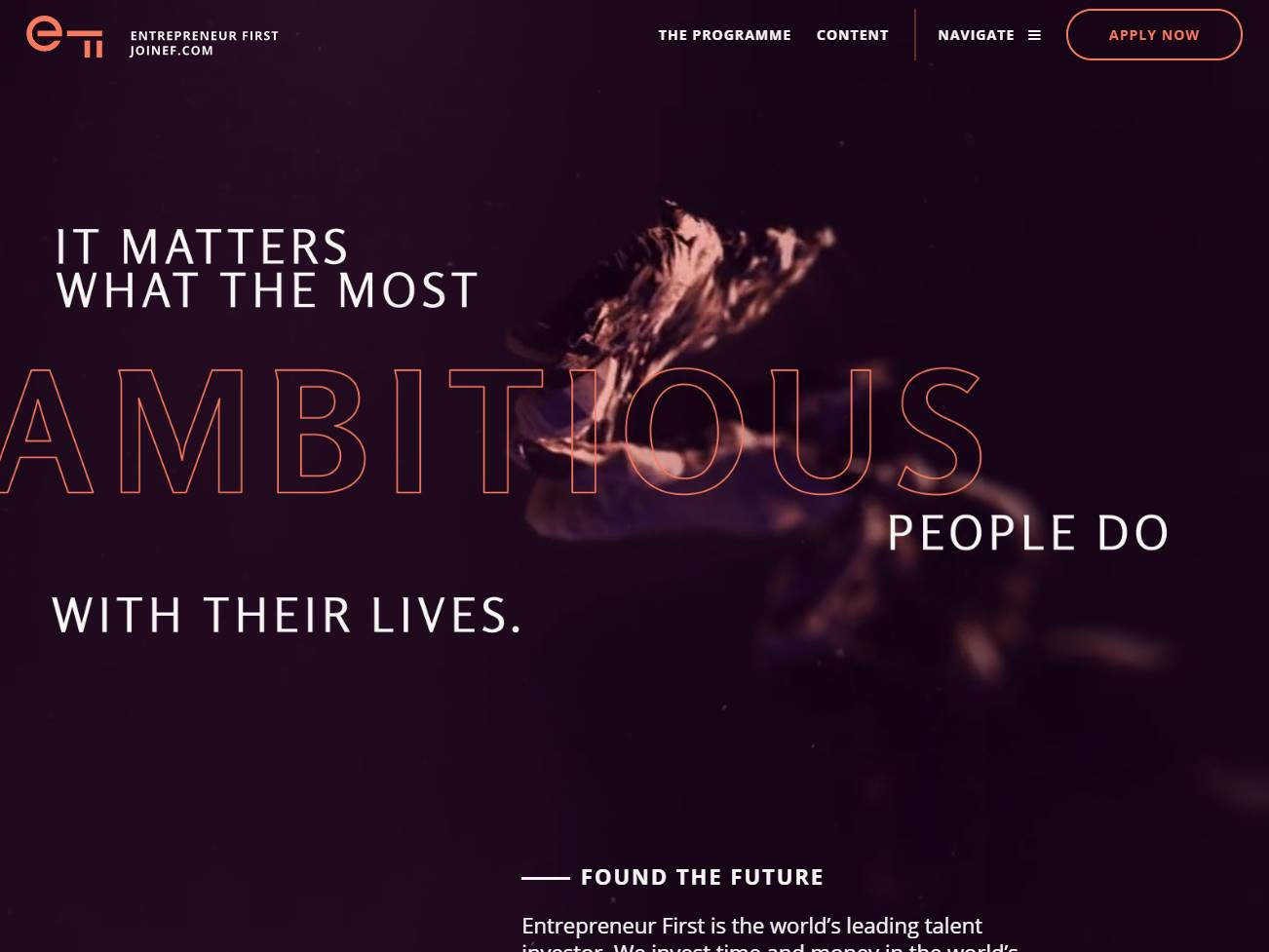 Screenshot of the Entrepreneur First website