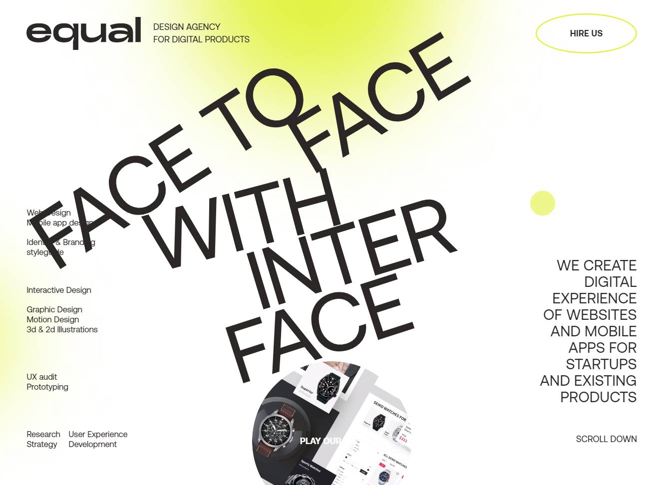 Screenshot of the Equal Product Design Agency website
