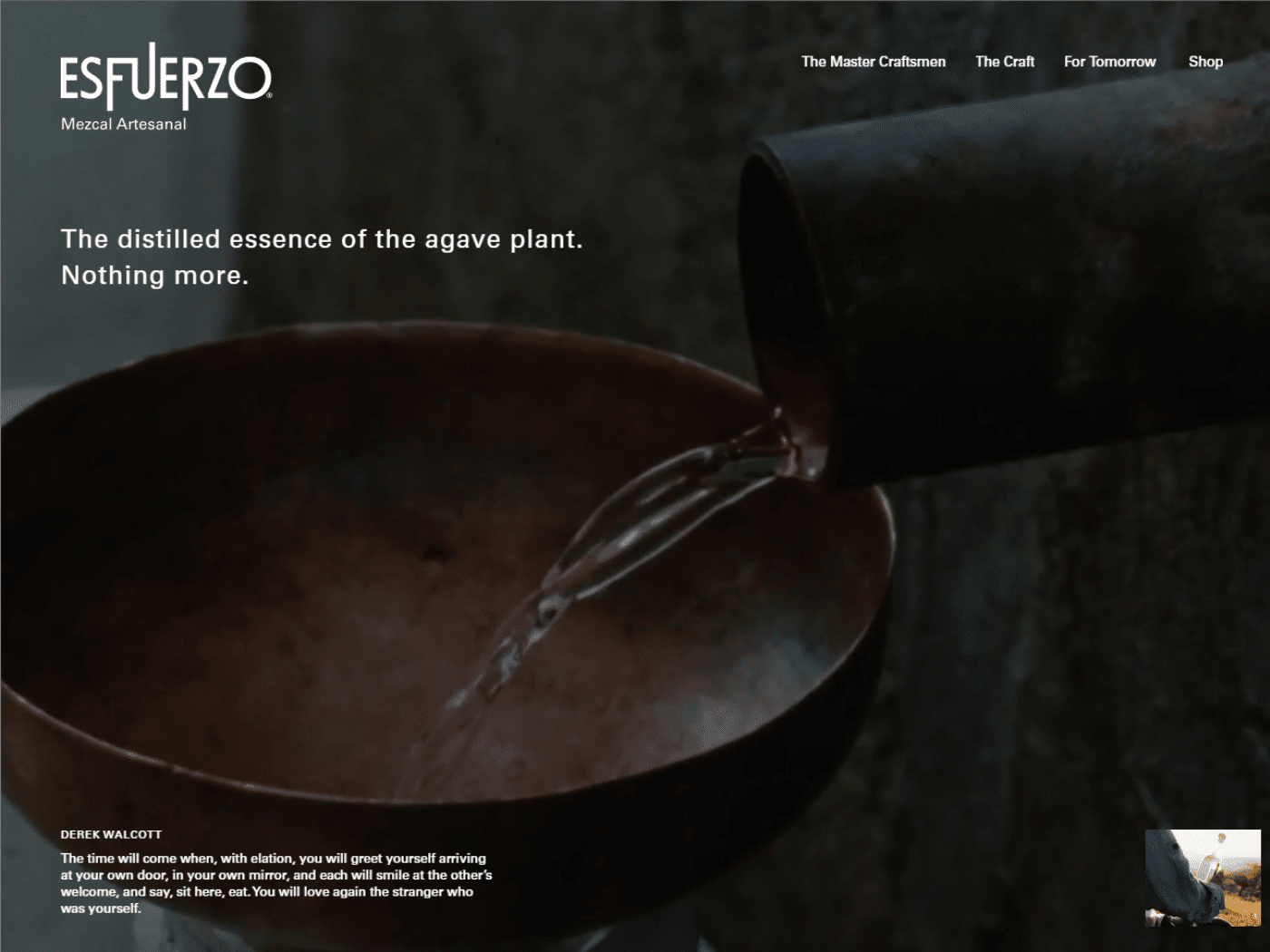 Screenshot of the ESFUERZO Mezcal Artesanal website