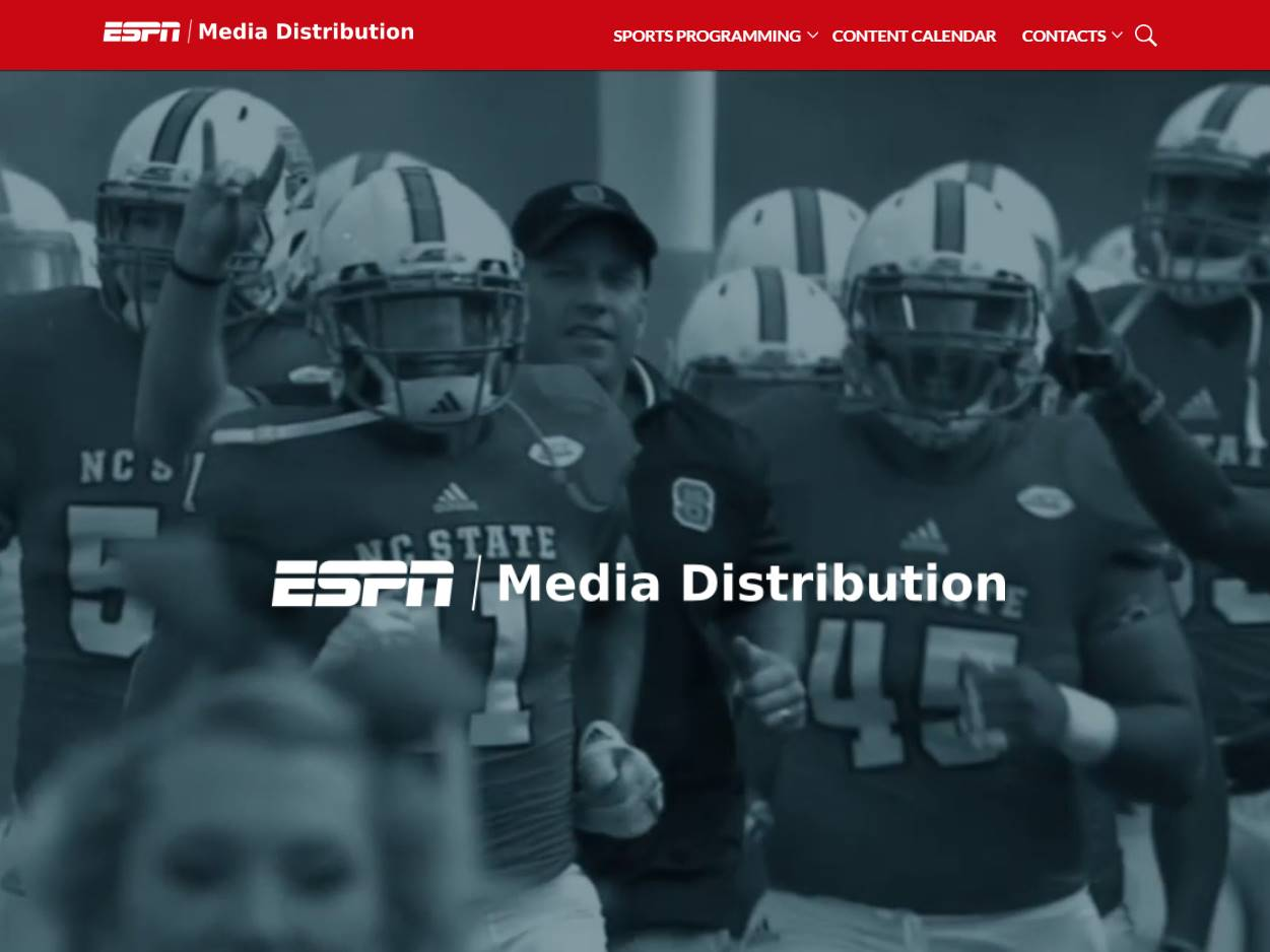 Screenshot of the ESPN Sports Programming website