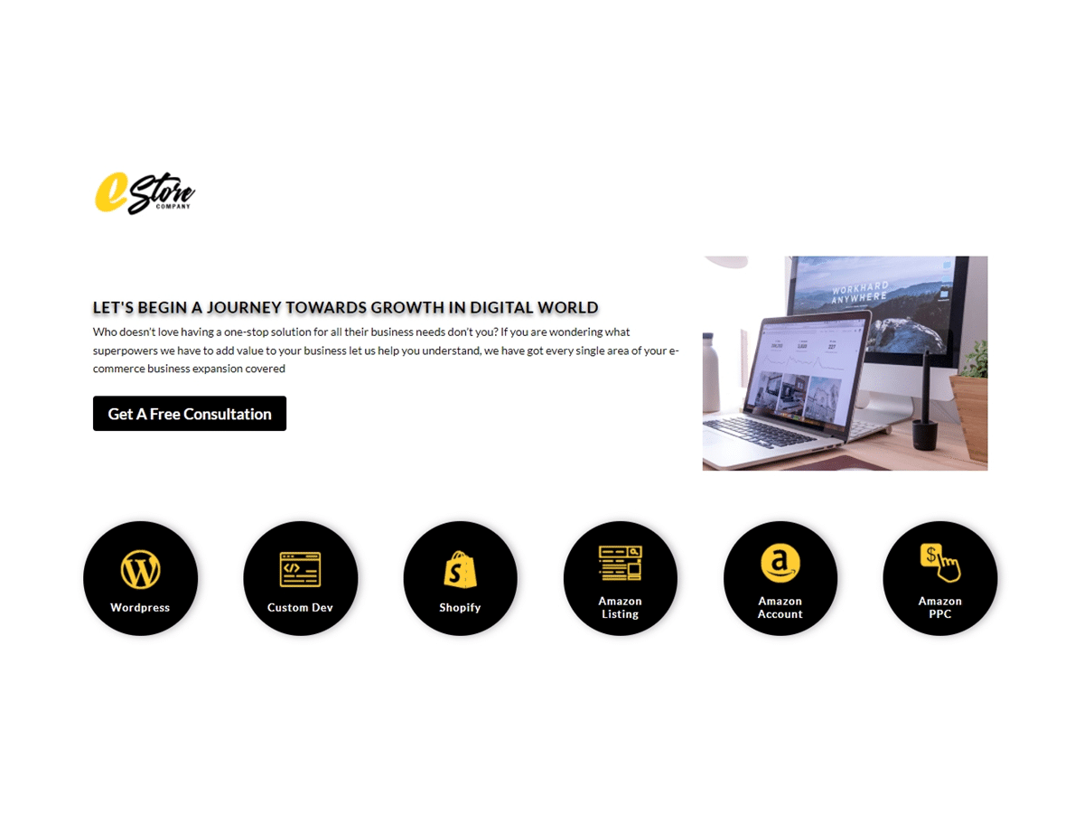 Screenshot of the Estore Company website
