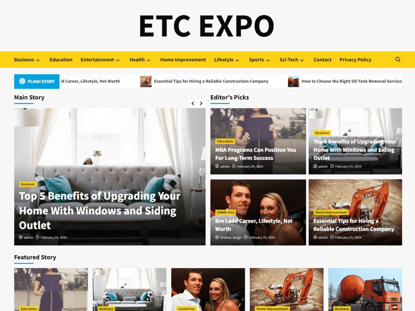 Screenshot of the Etc Expo website