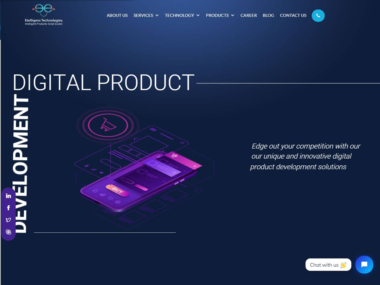 Screenshot of the Etelligens Technologies website