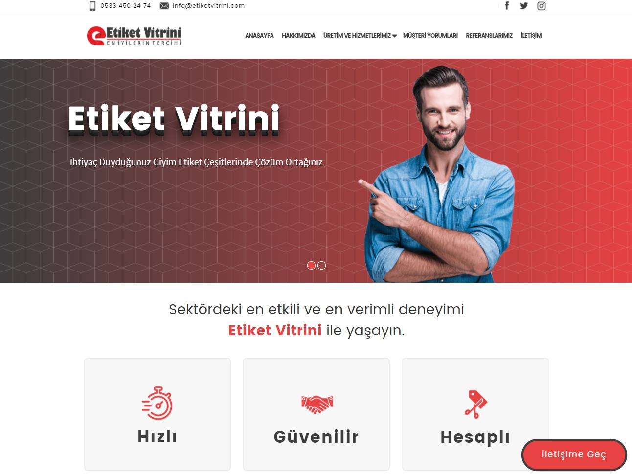 Screenshot of the Etiket Vitrini website