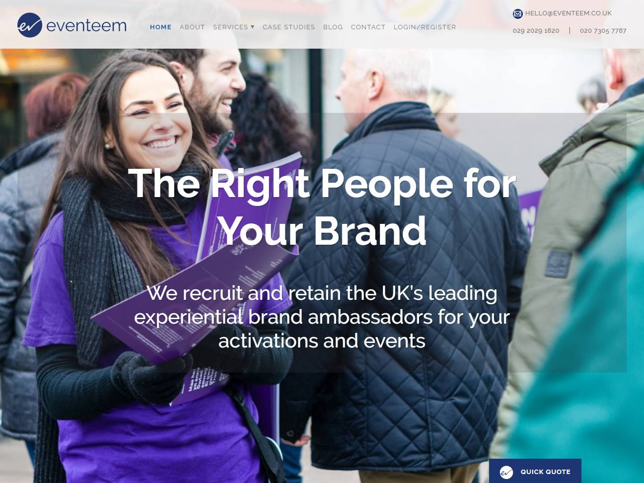 Screenshot of the Eventeem website