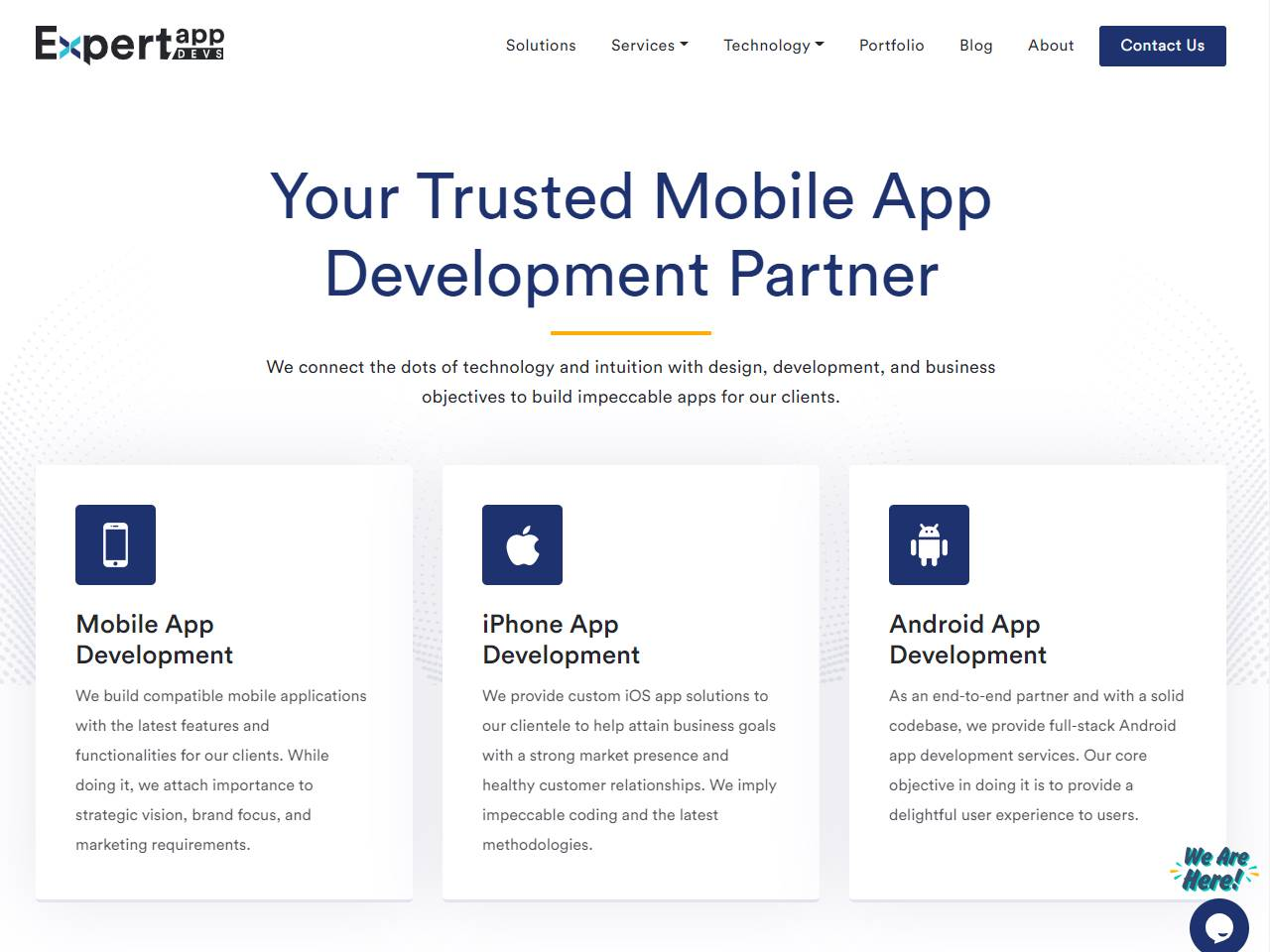 Screenshot of the Expert App Devs website