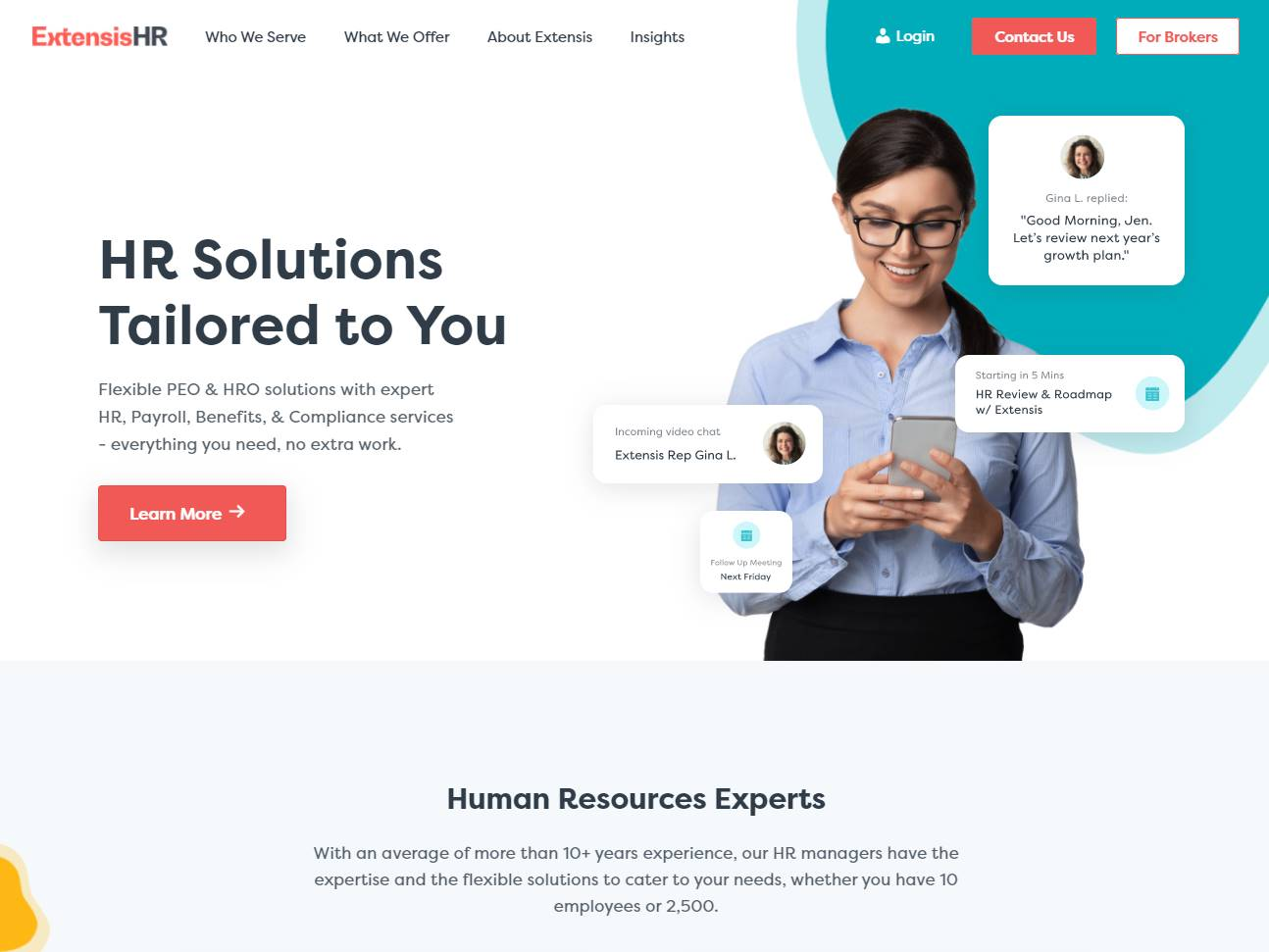 Screenshot of the Extensis HR website