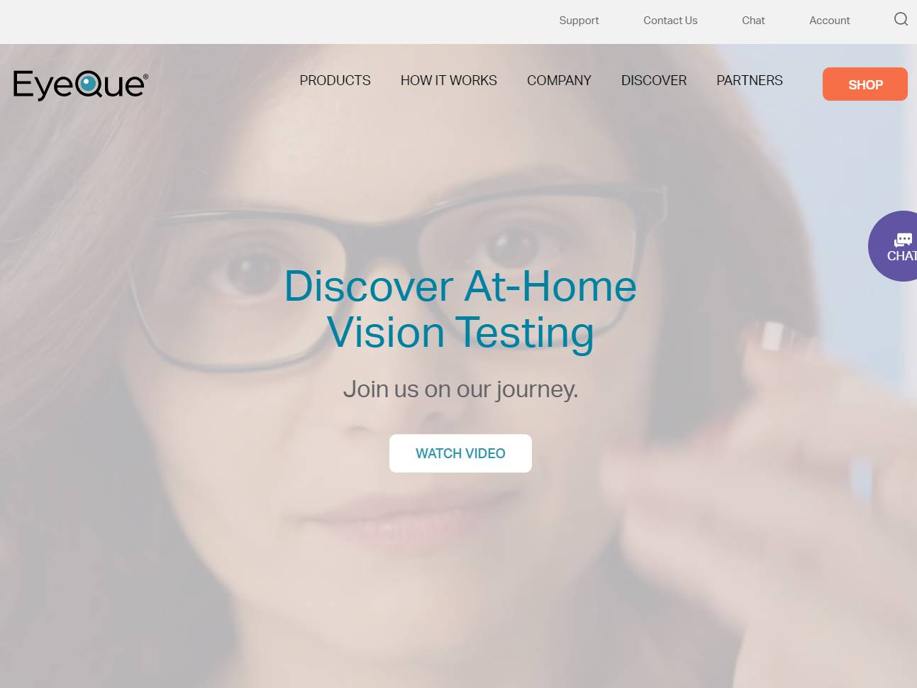 Screenshot of the EyeQue website