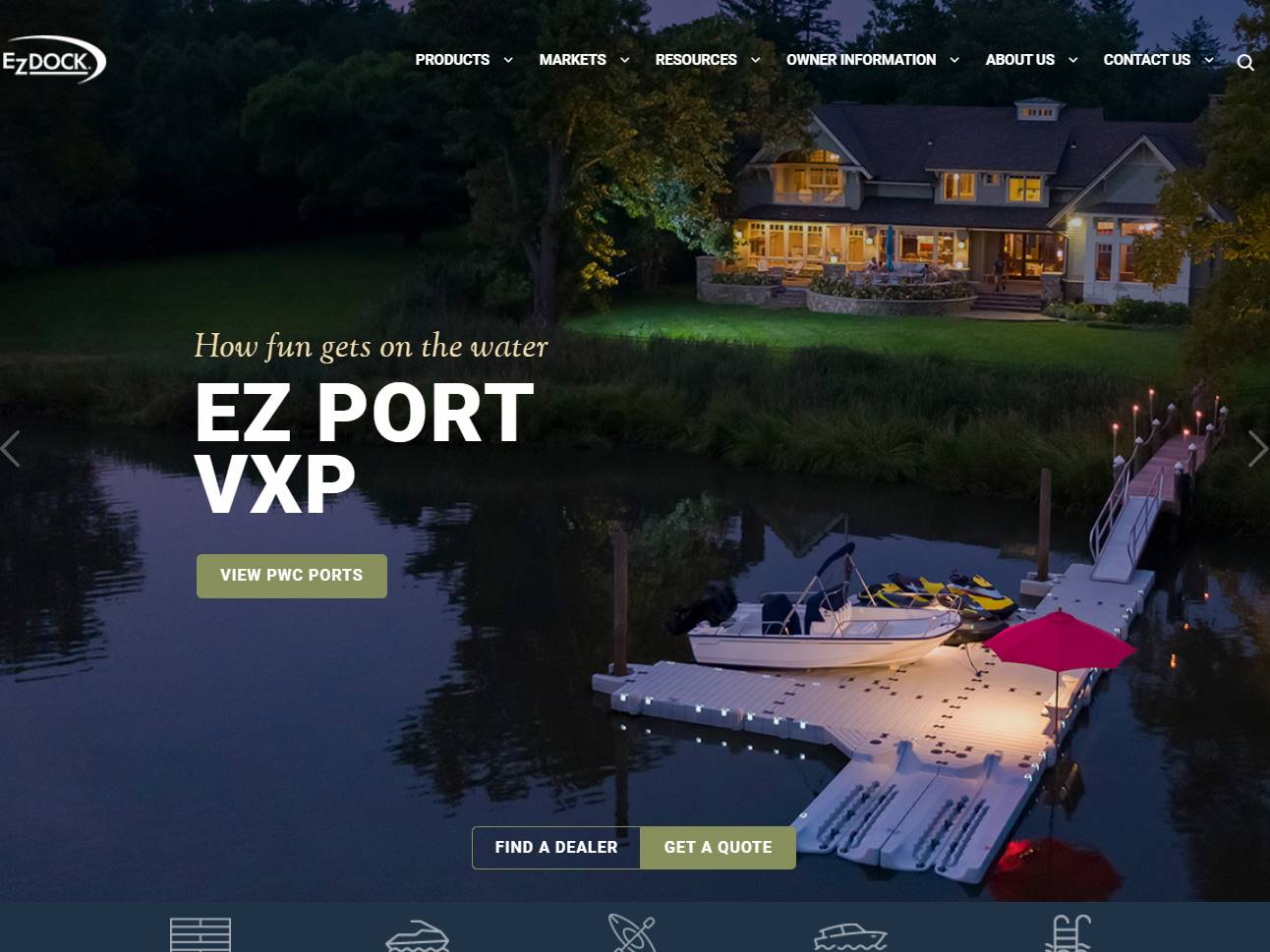 Screenshot of the EZ Dock website