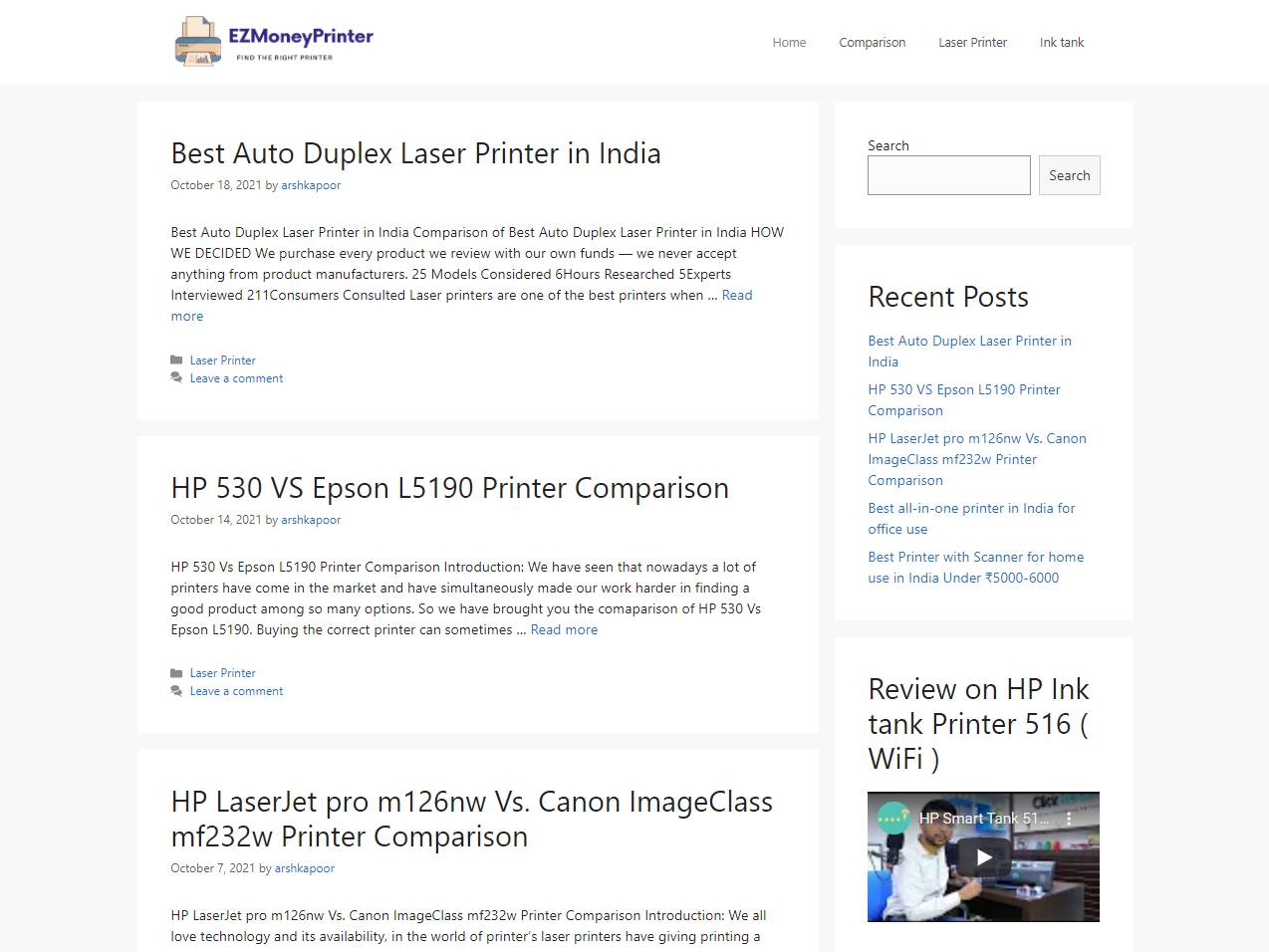 Screenshot of the EZMoneyPrinter website