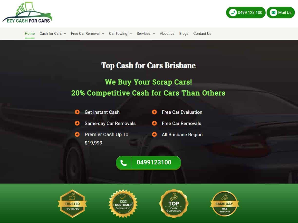 Screenshot of the Ezy Cash for Cars website