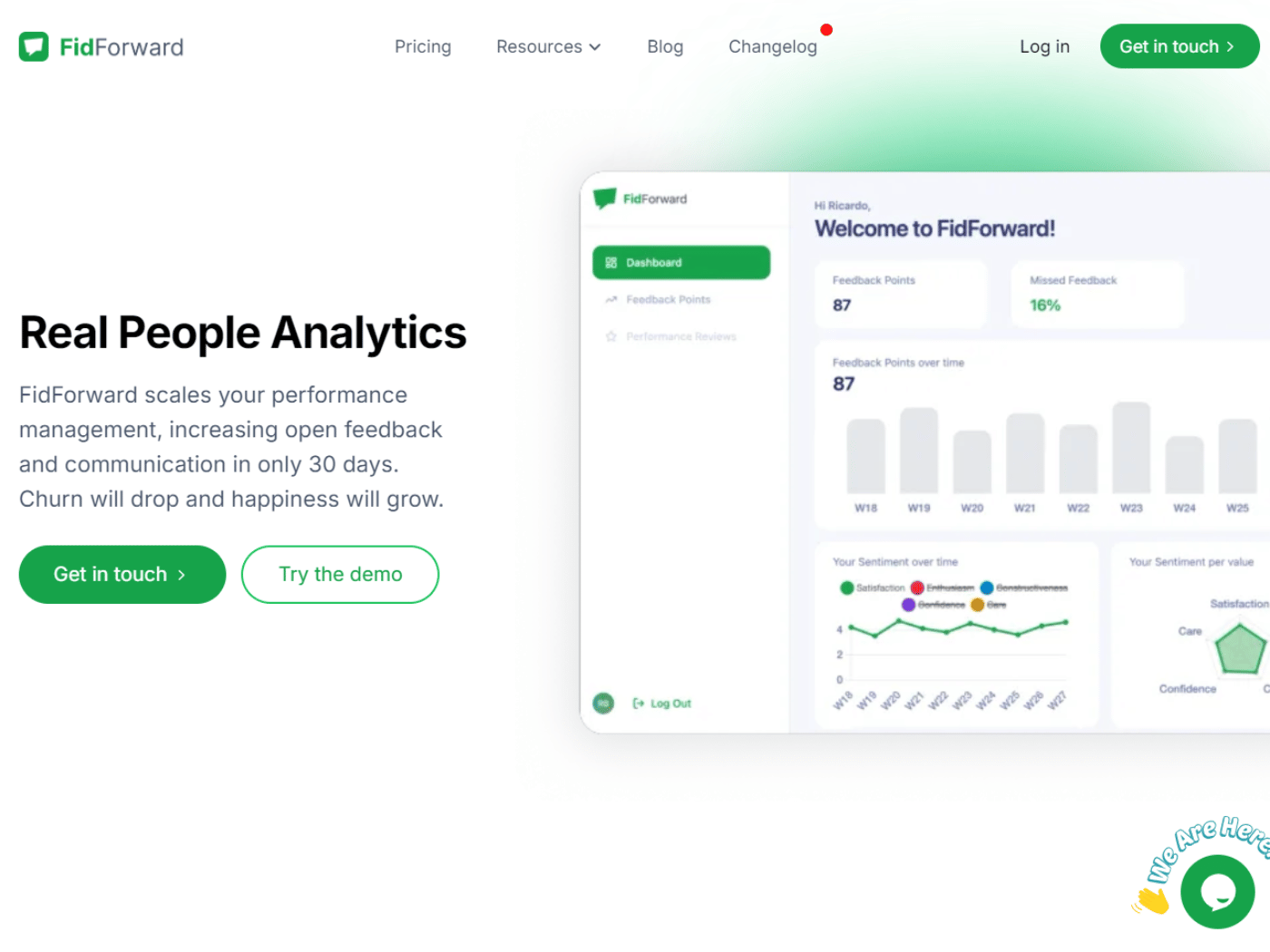 Screenshot of the FidForward website