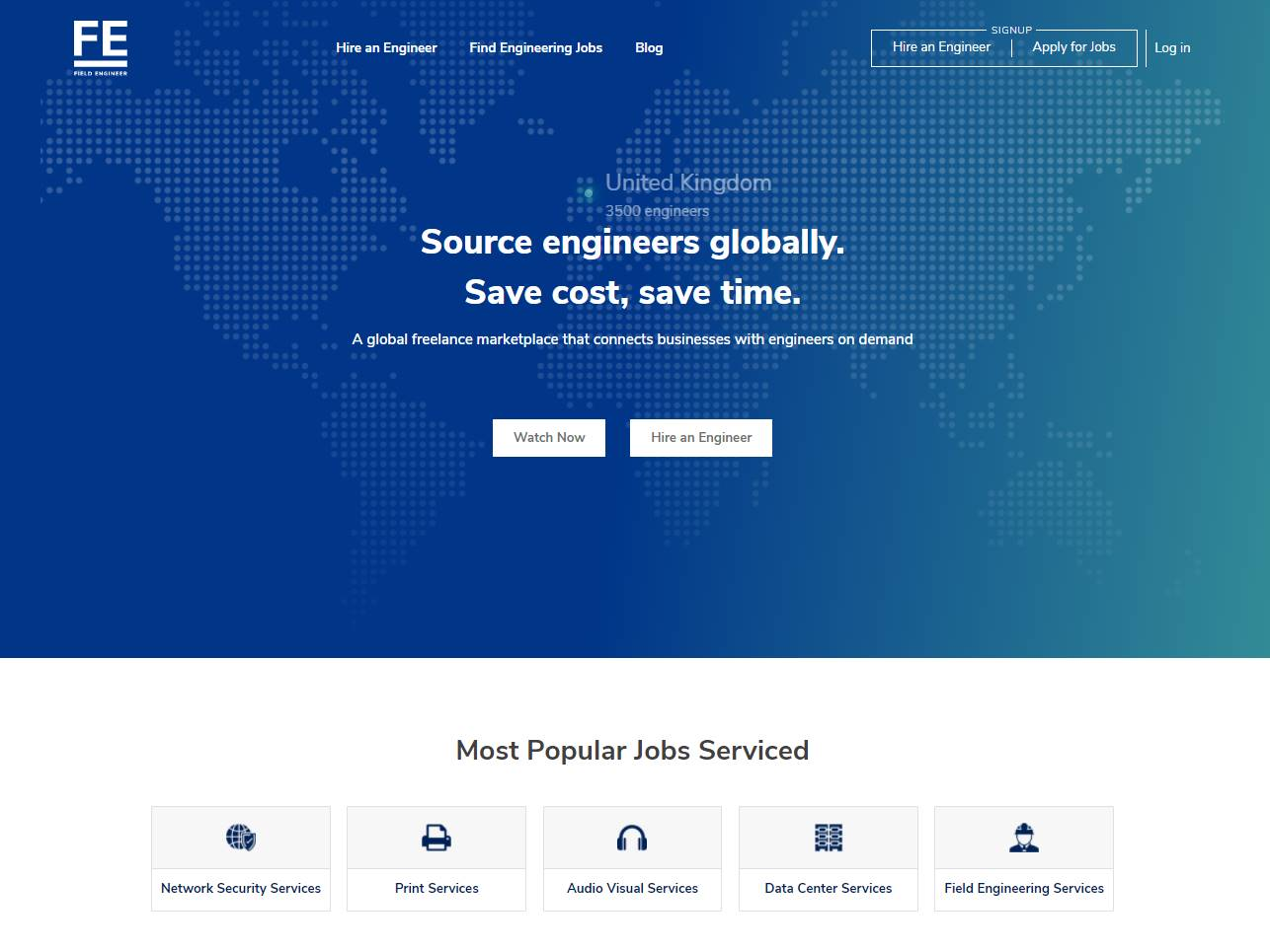 Screenshot of the Field Engineer website