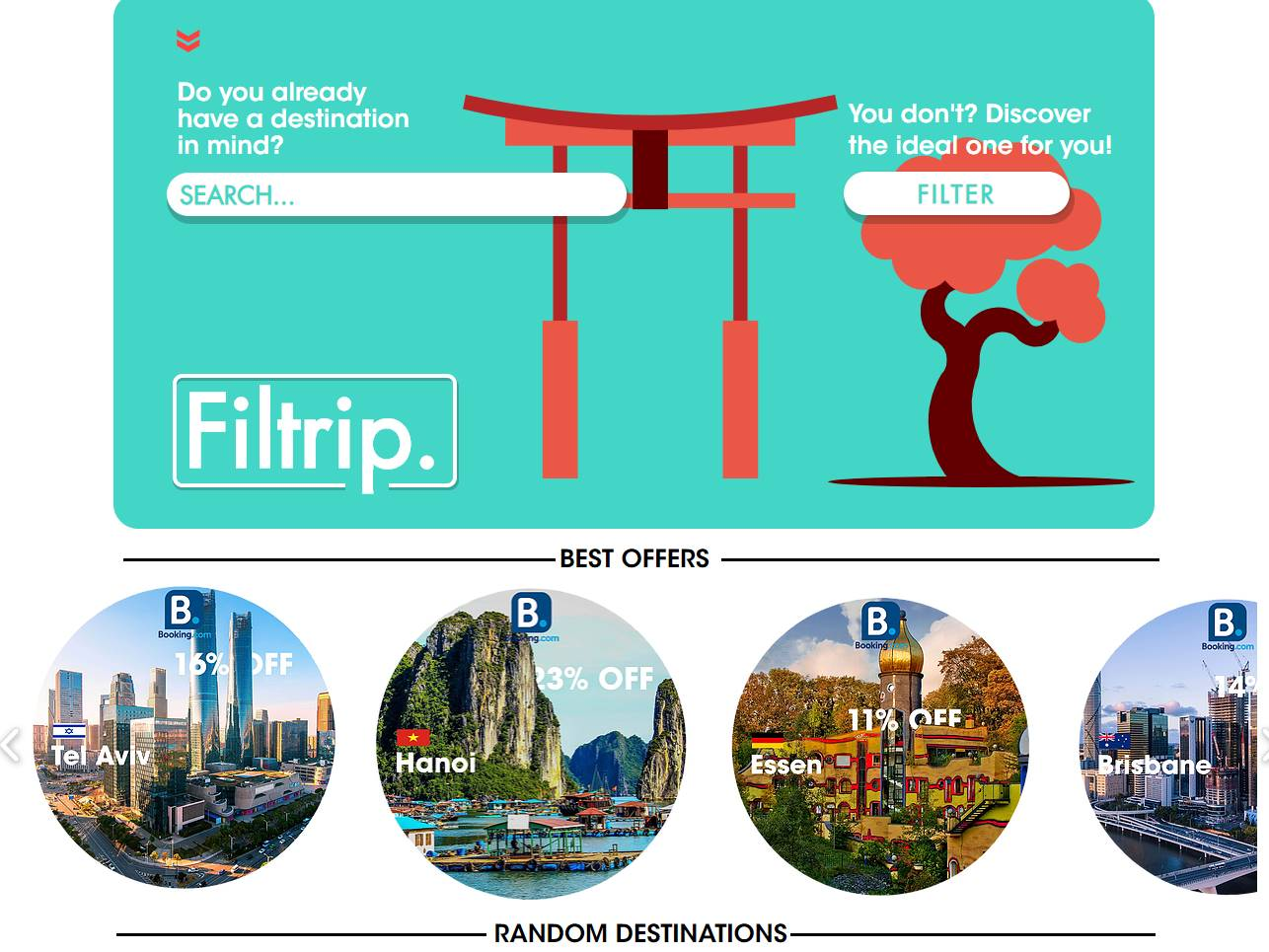 Screenshot of the Filtrip website