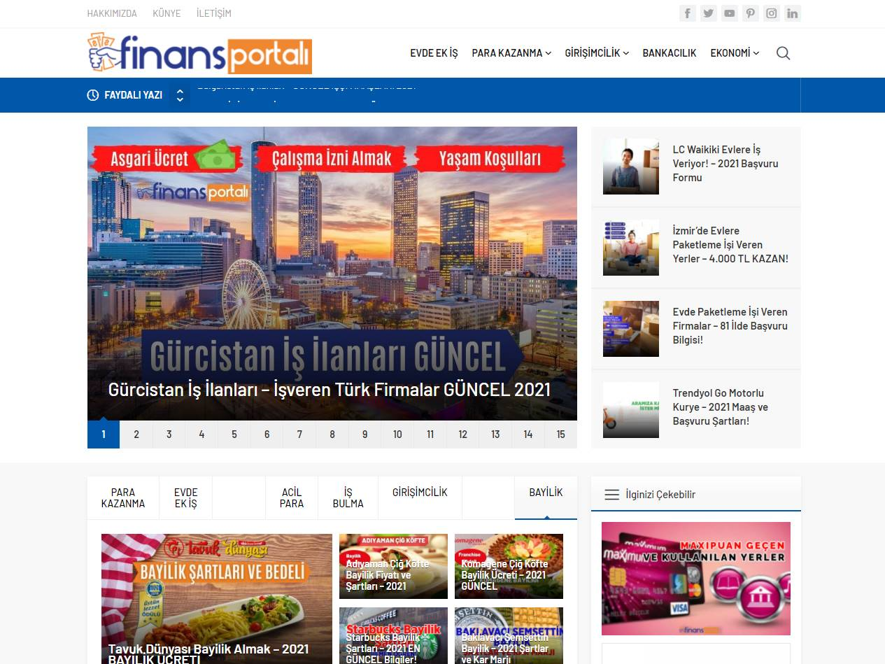 Screenshot of the Finans Portali website