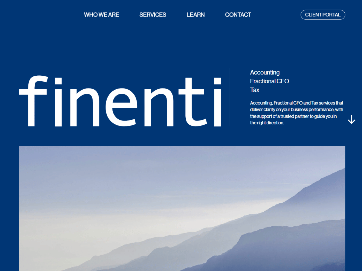 Screenshot of the Finenti website