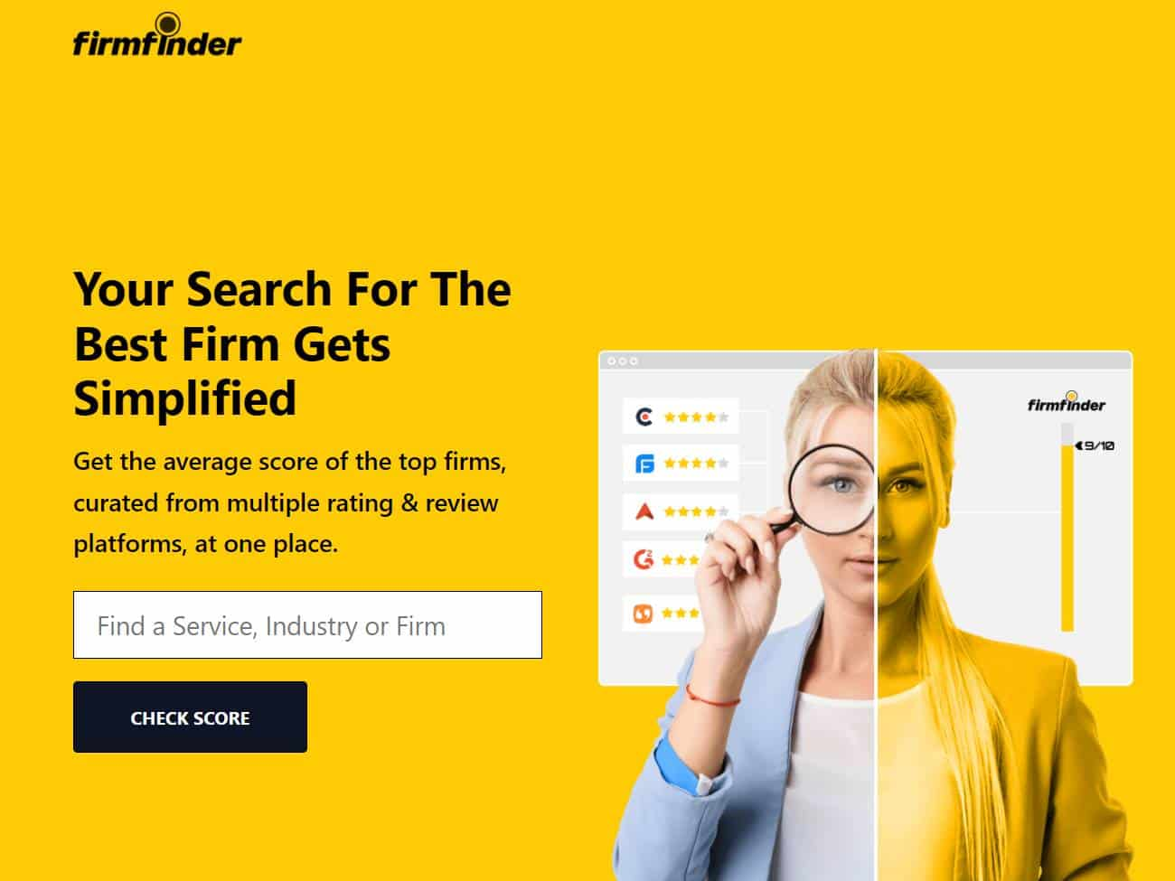 Screenshot of the Firm Finder website