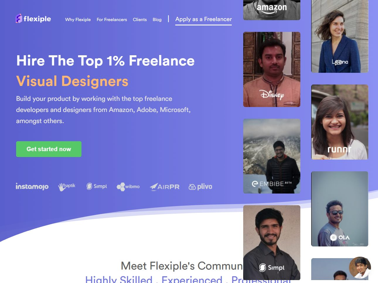 Screenshot of the Flexiple website