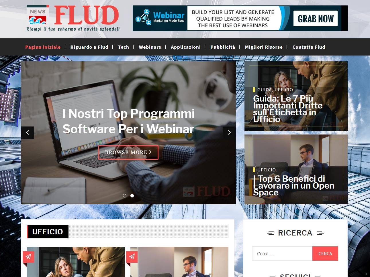 Screenshot of the Flud Web App website