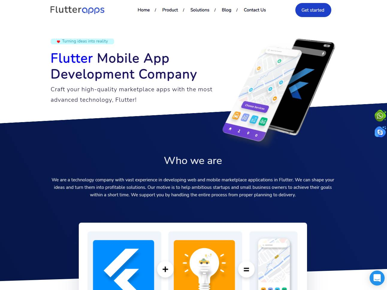 Screenshot of the FlutterApps website