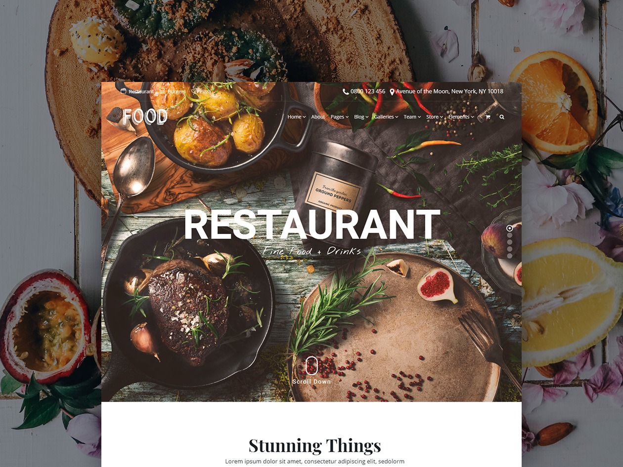 Screenshot of the Food WordPress Theme website