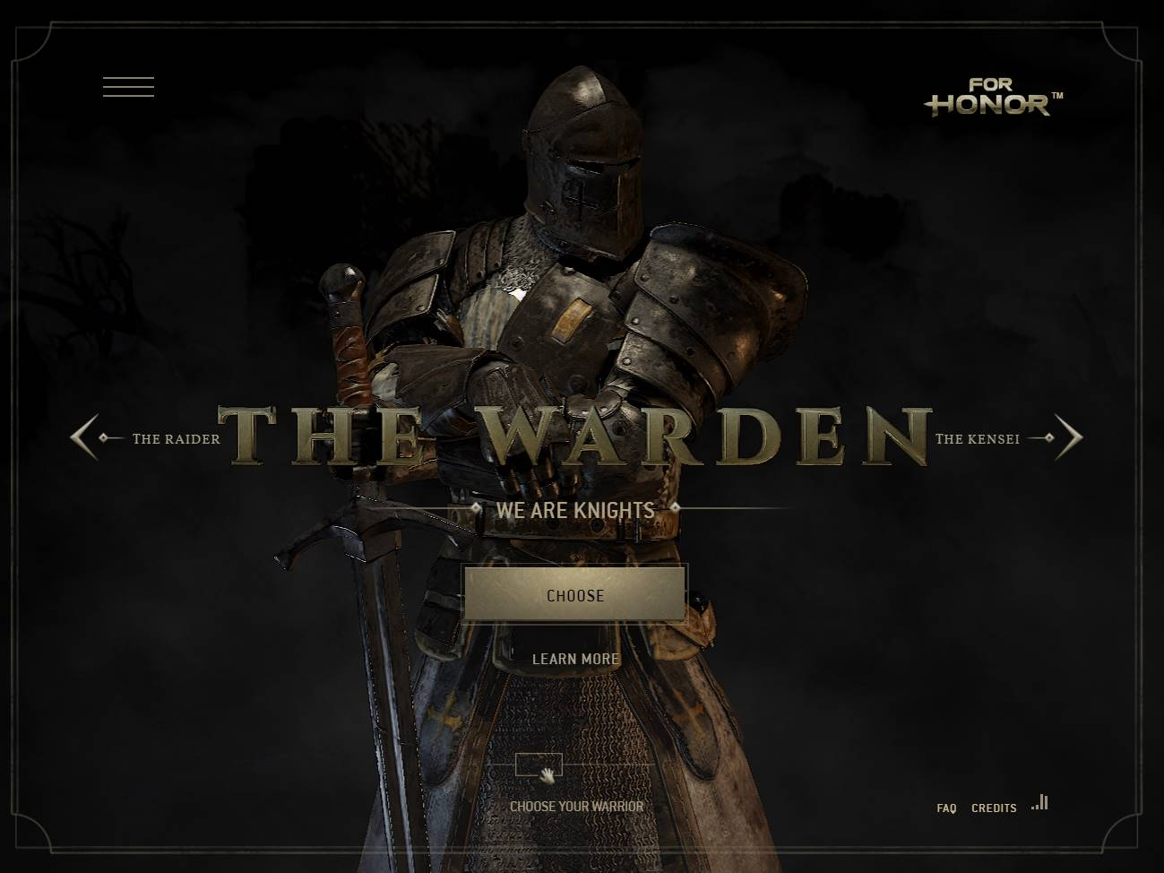Screenshot of the For Honor – Scars website
