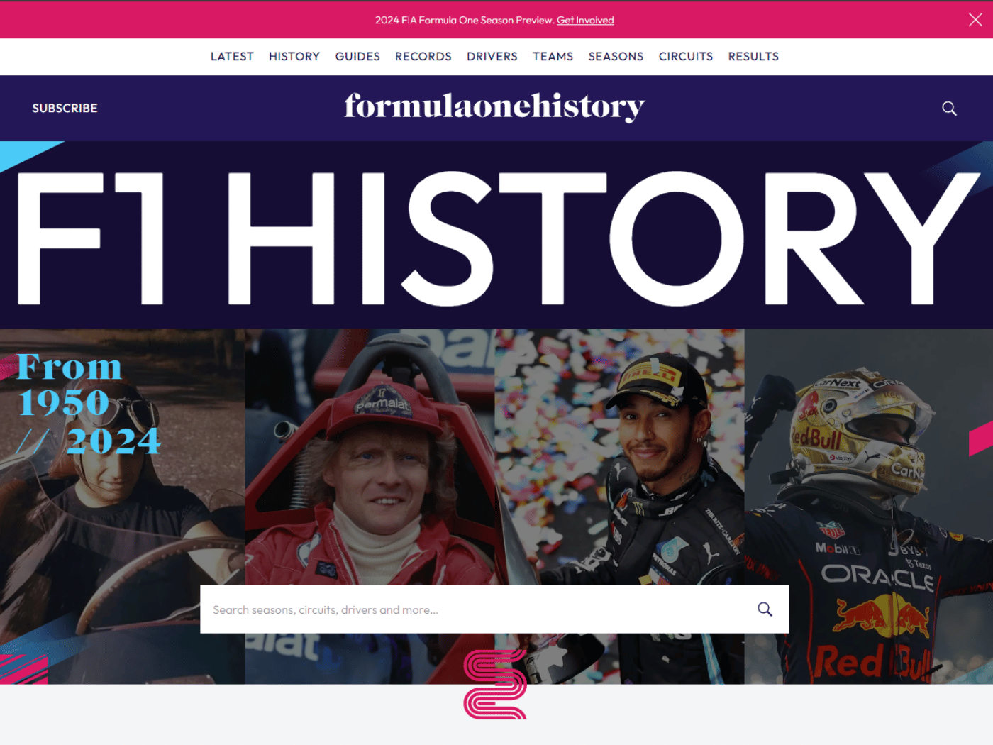 Screenshot of the Formula One History website