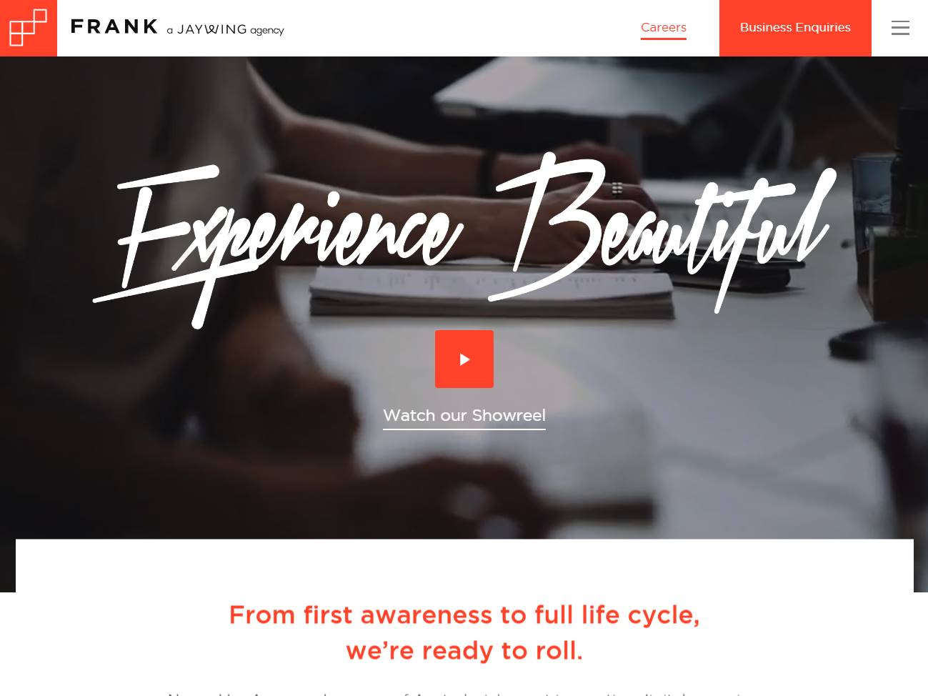 Screenshot of the Frank Digital website