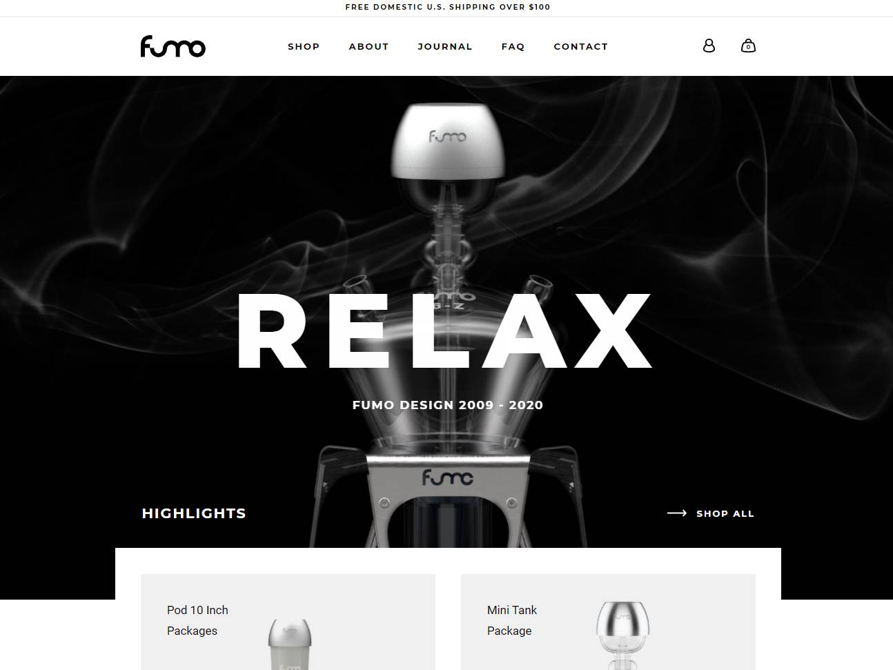 Screenshot of the Fumo website