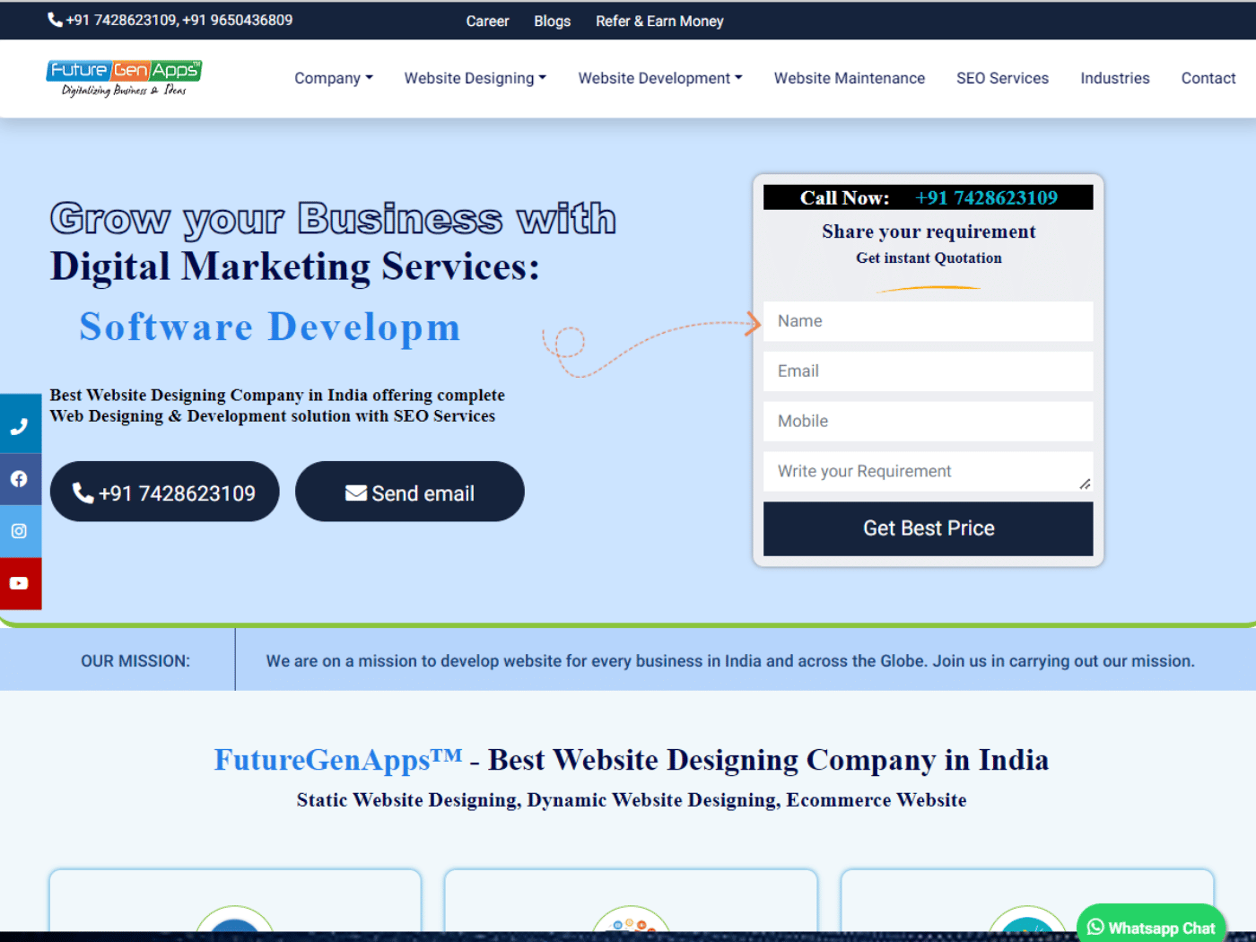Screenshot of the FutureGenApps website