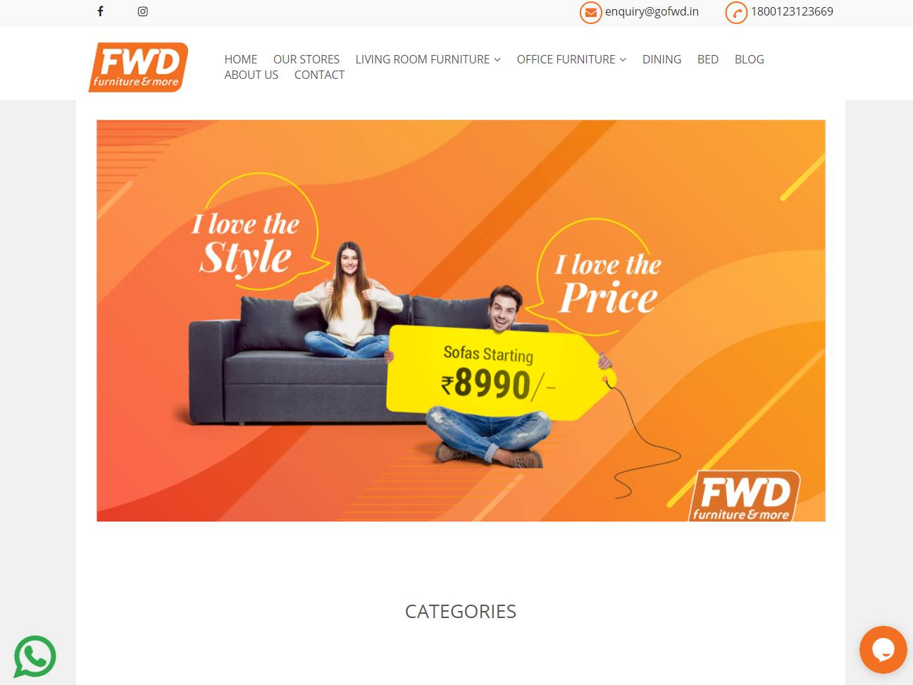 Screenshot of the FWD Furniture & More website
