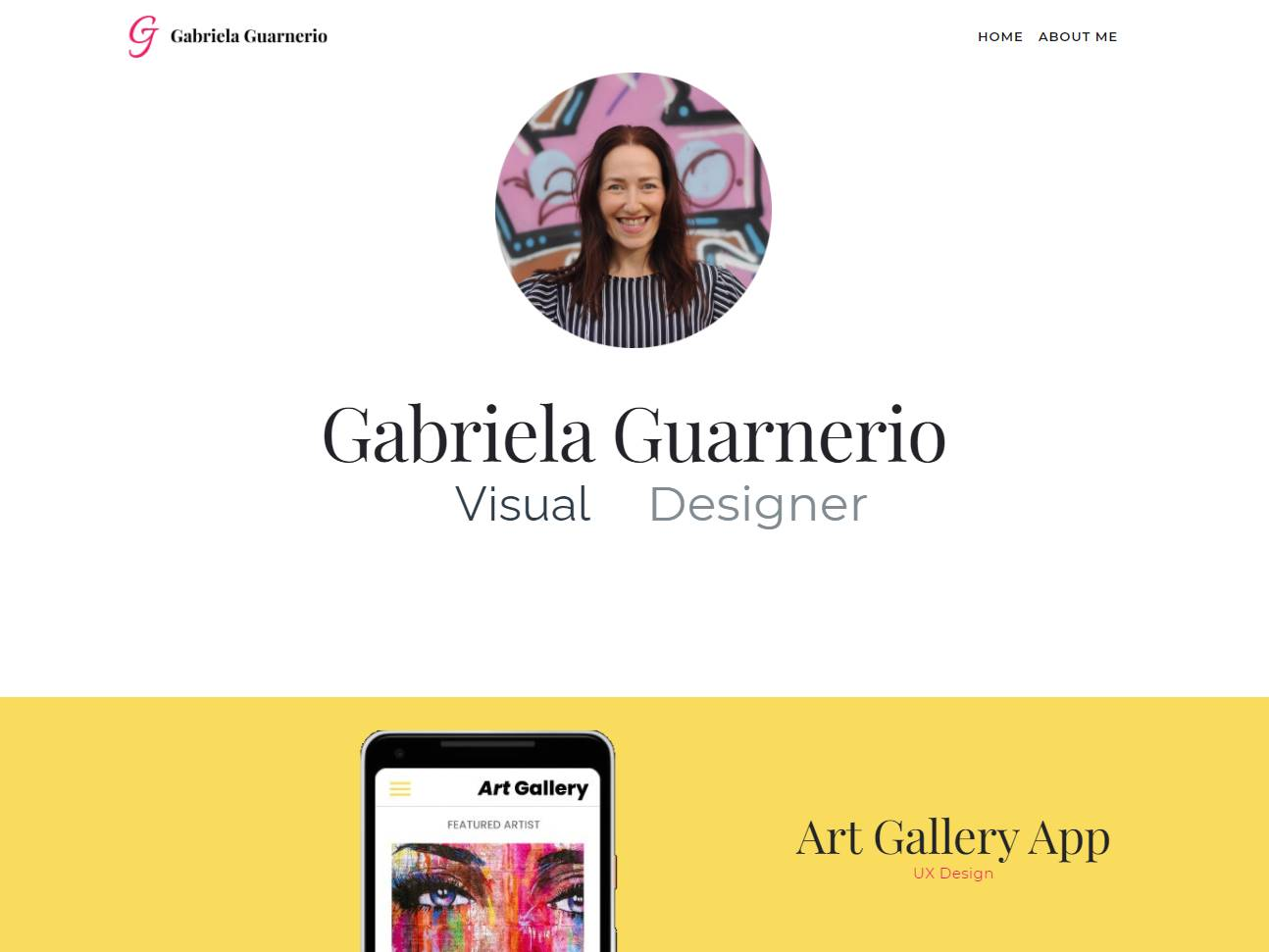 Screenshot of the Gabriela Guarnerio’s Portfolio website