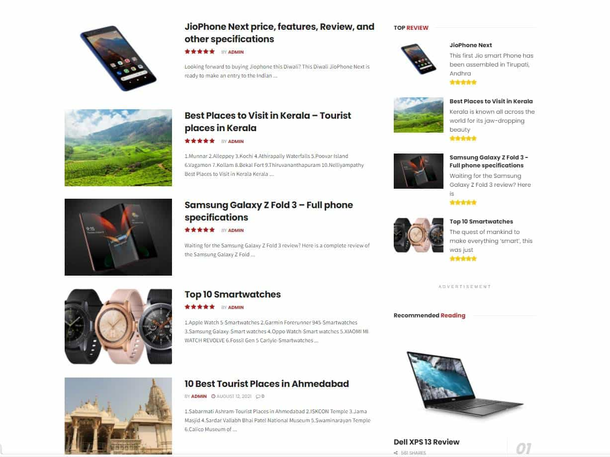 Screenshot of the Gadgetteen website