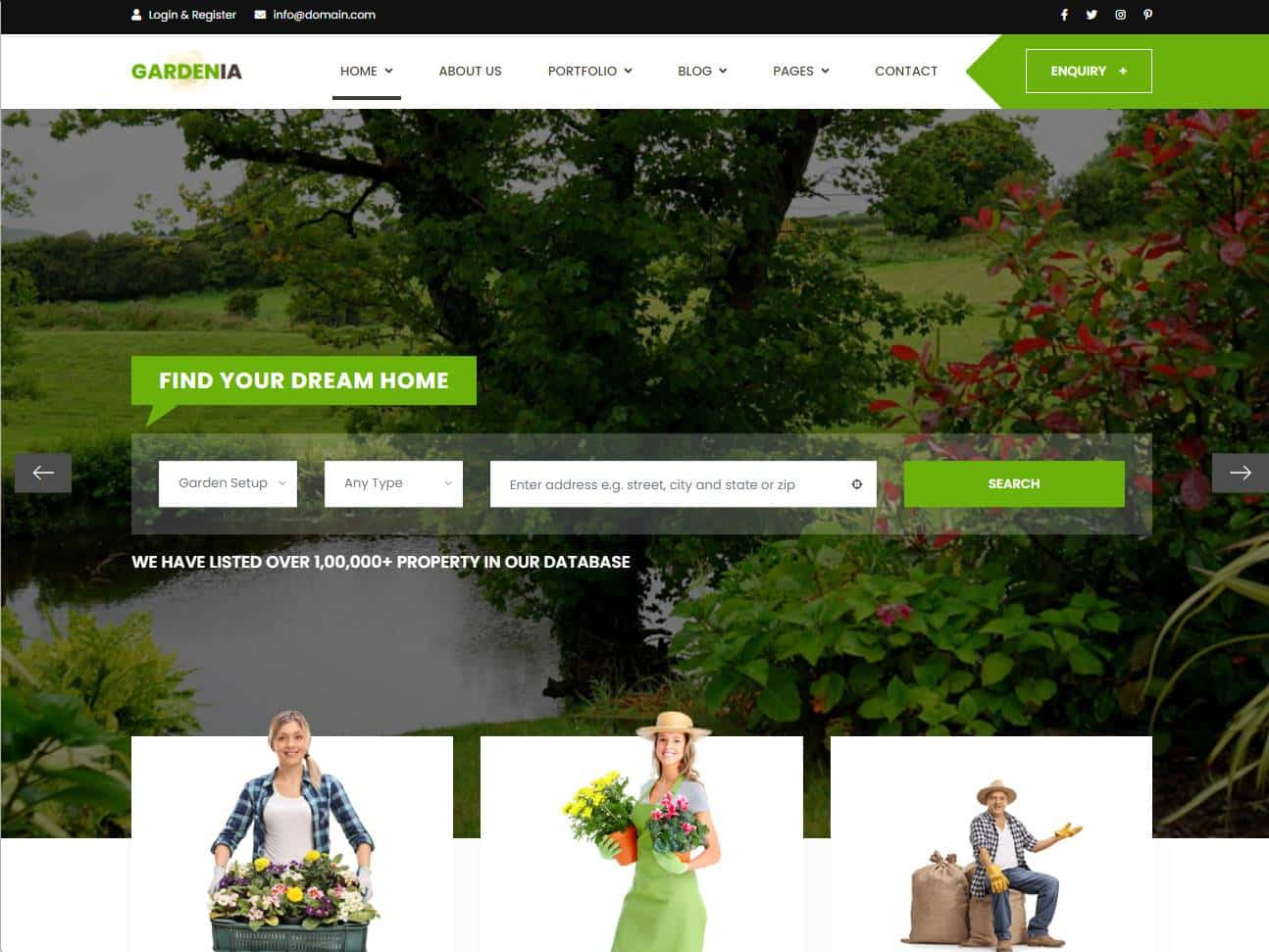 Screenshot of the Gardenia website