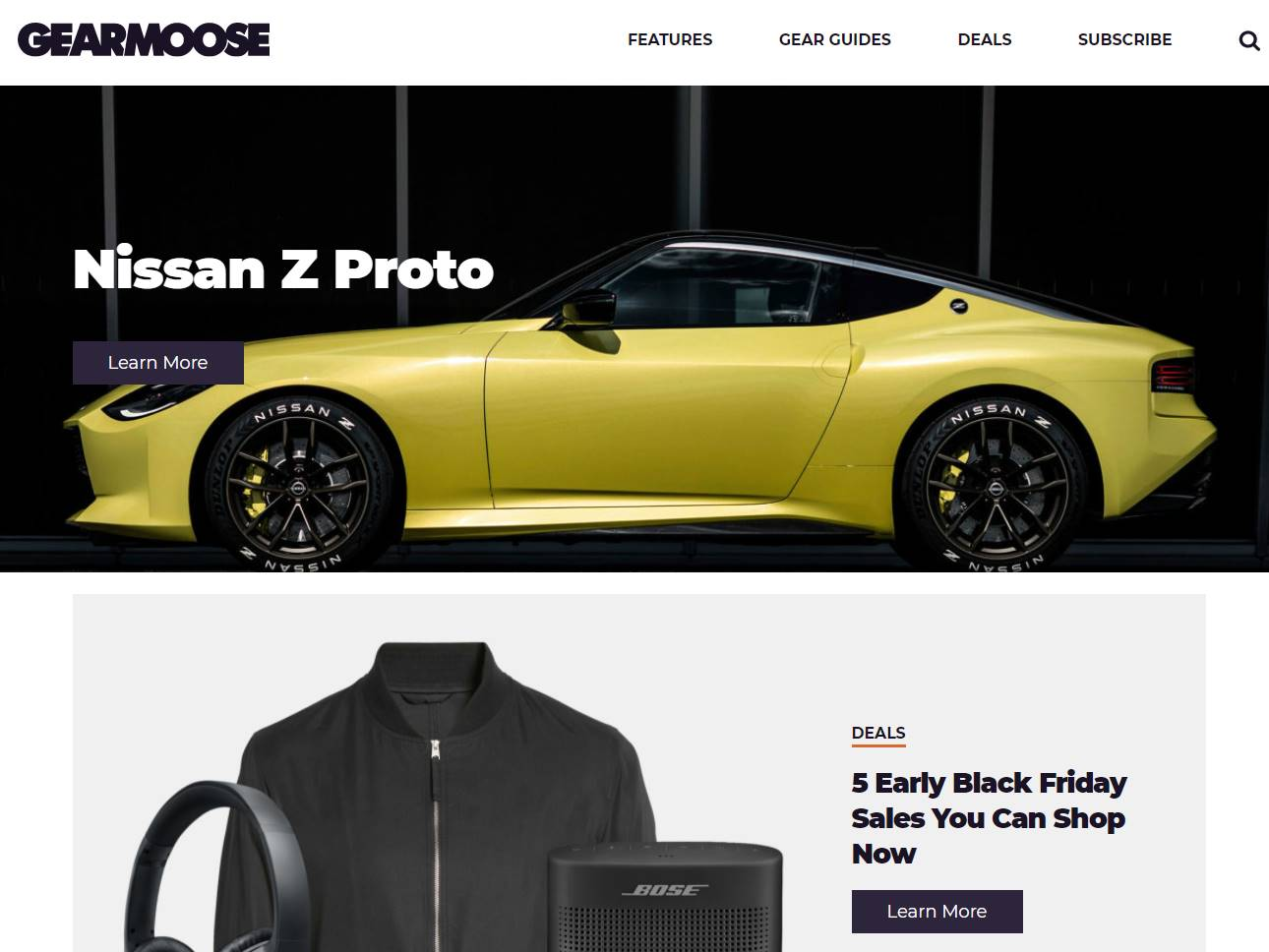 Screenshot of the GearMoose website