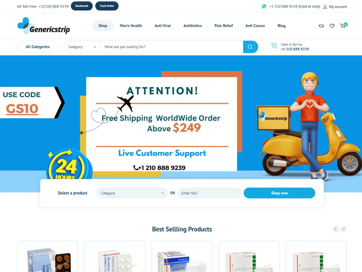 Screenshot of the Genericstrip Pharmacy website