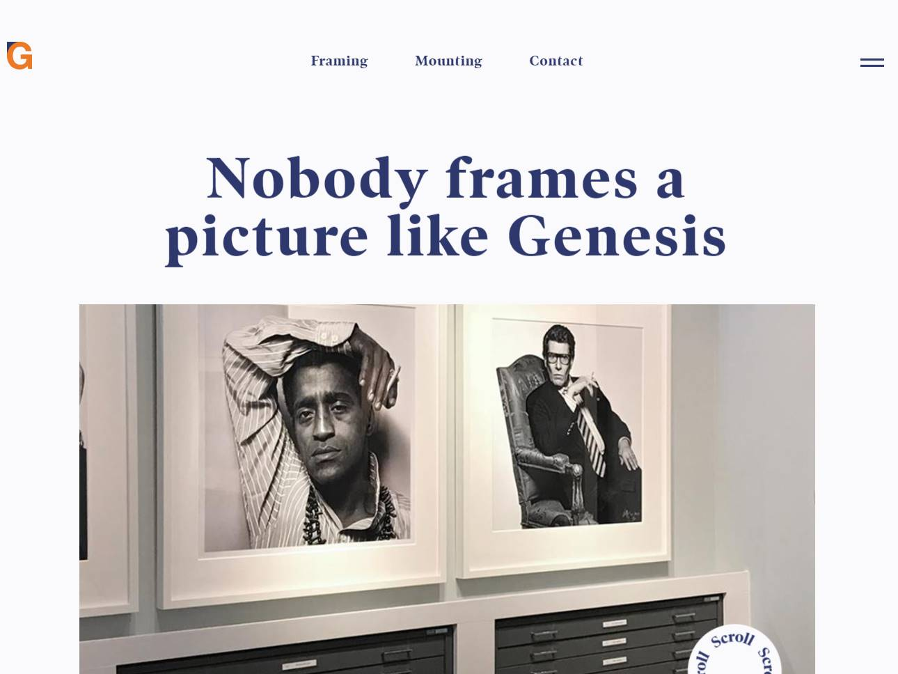 Screenshot of the Genesis Framing website