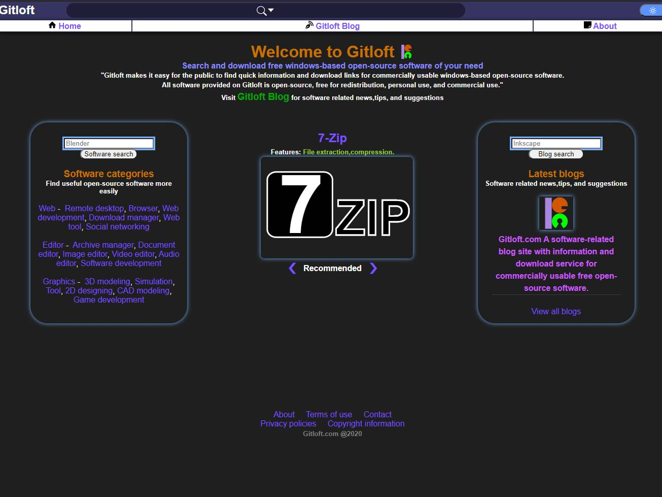 Screenshot of the Gitloft website