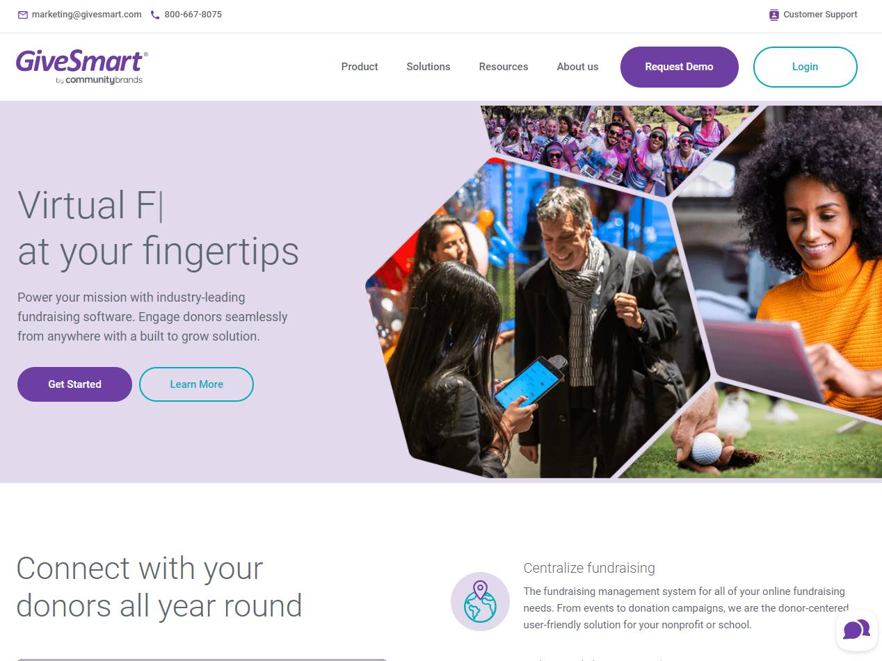 Screenshot of the GiveSmart website