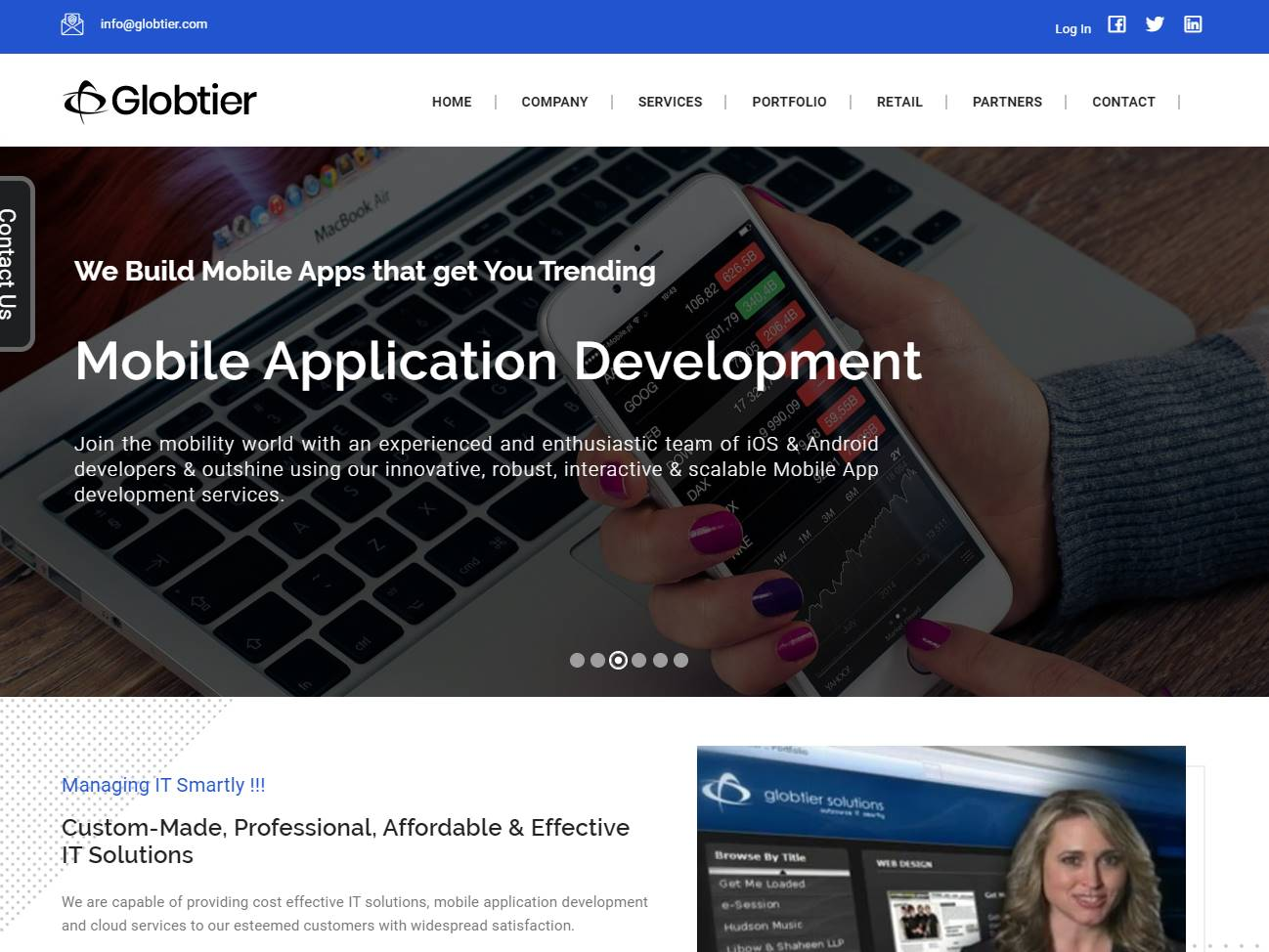 Screenshot of the Globtier Infotech Inc website