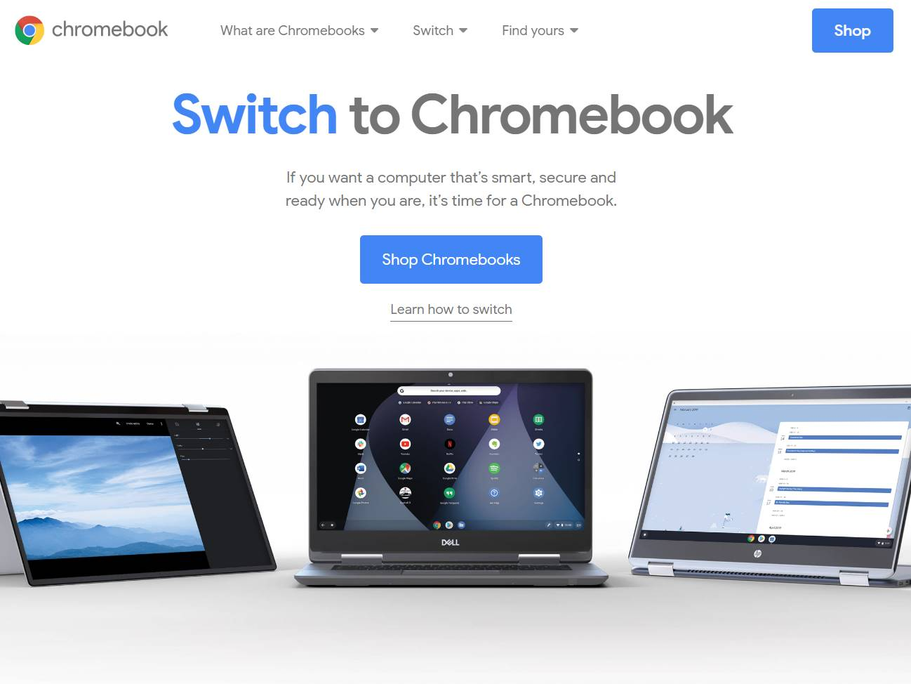 Screenshot of the Google Chromebooks website