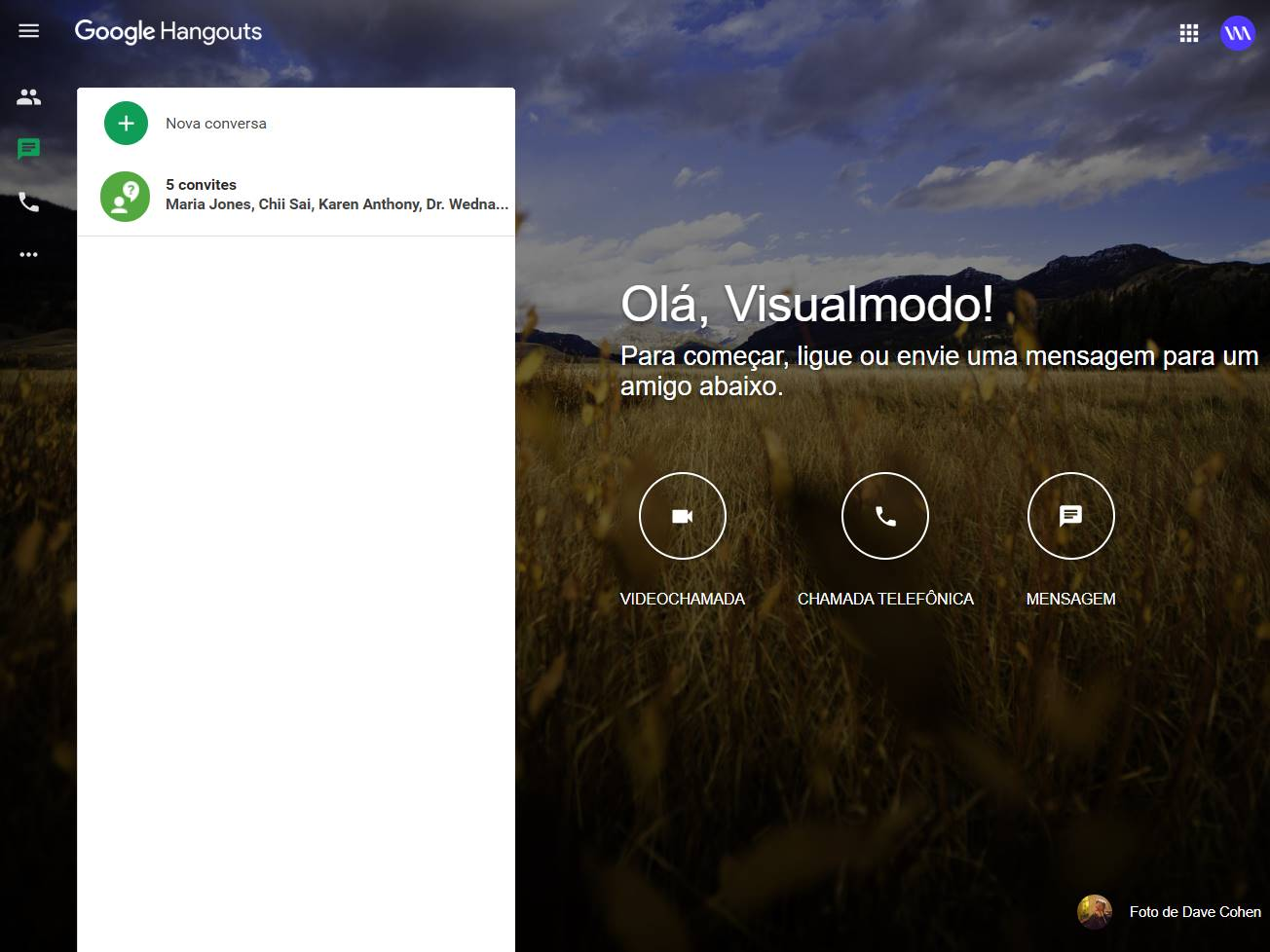 Screenshot of the Google Hangouts website