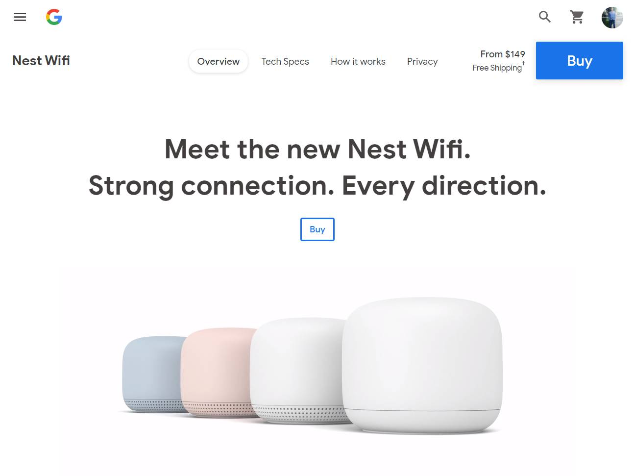 Screenshot of the Google Nest Wifi website