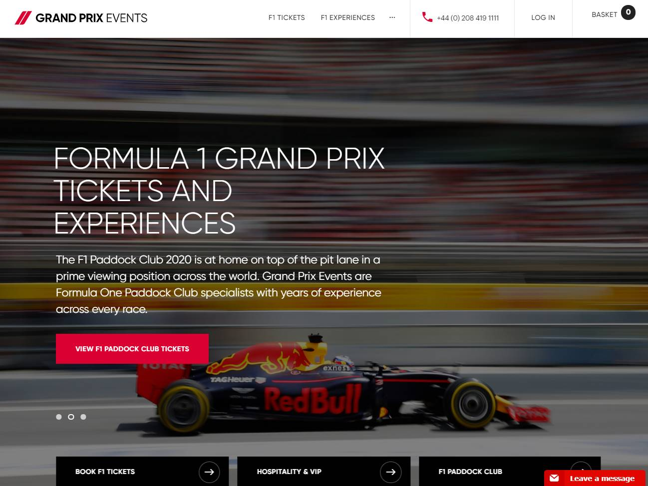 Screenshot of the Grand Prix Events website
