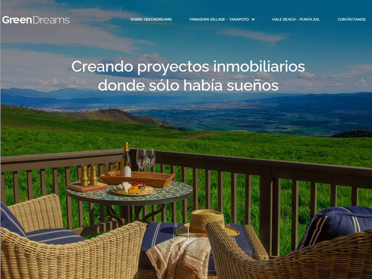 Screenshot of the Green Dreams website