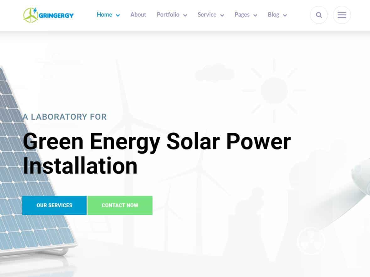 Screenshot of the Grinenrgy website