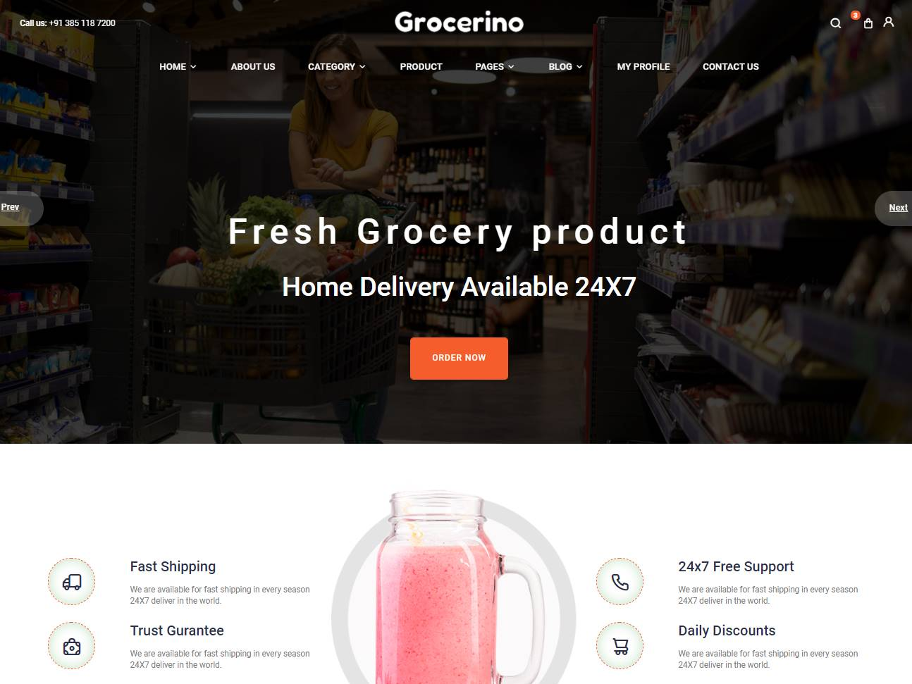 Screenshot of the Grocerino website